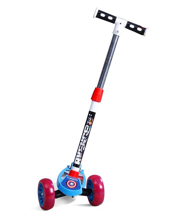 Babyhug Marvel Spider Man Kids 3 Wheel Scooter with Attractive Led Wheels|Compact Fold| Lean-to-Steer| Gifting Option| Physical Activity - Red & Blue