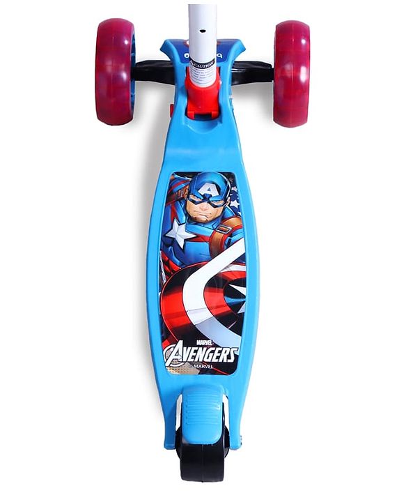 Babyhug Marvel Spider Man Kids 3 Wheel Scooter with Attractive Led Wheels|Compact Fold| Lean-to-Steer| Gifting Option| Physical Activity - Red & Blue