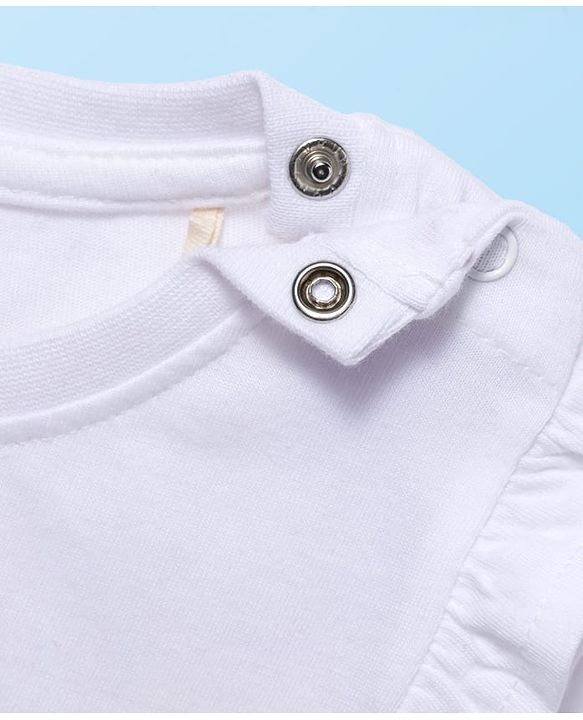 Babyhug Disney Single Jersey Knit Full Sleeves T-Shirt & Legging With Minnie Mouse Graphics & Mesh skirt Detailing - White & Red