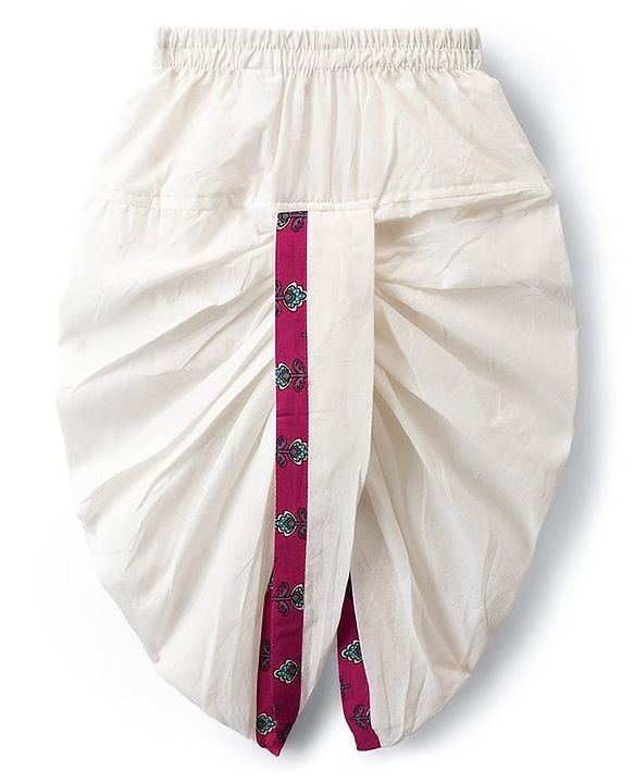Babyhug Cambric Woven Full Sleeves Kurta Dhoti Set With Floral Print - Red & White