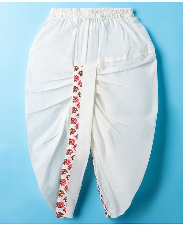 Babyhug Cambric Woven Full Sleeves Kurta Dhoti Set With Floral Print - White