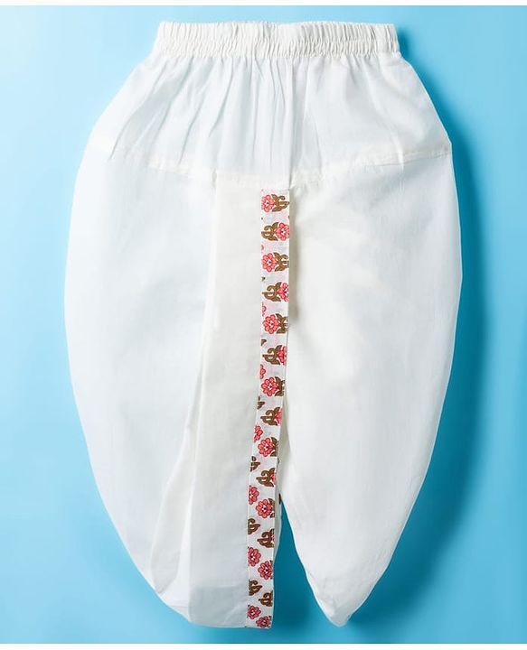 Babyhug Cambric Woven Full Sleeves Kurta Dhoti Set With Floral Print - White