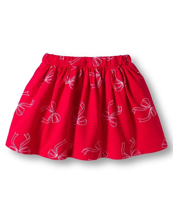 Babyhug Disney Terry Knit Drop Shoulder Full Sleeves Sweatshirt with Inner Shirt & Skirt Set with Minnie Graphics - Red