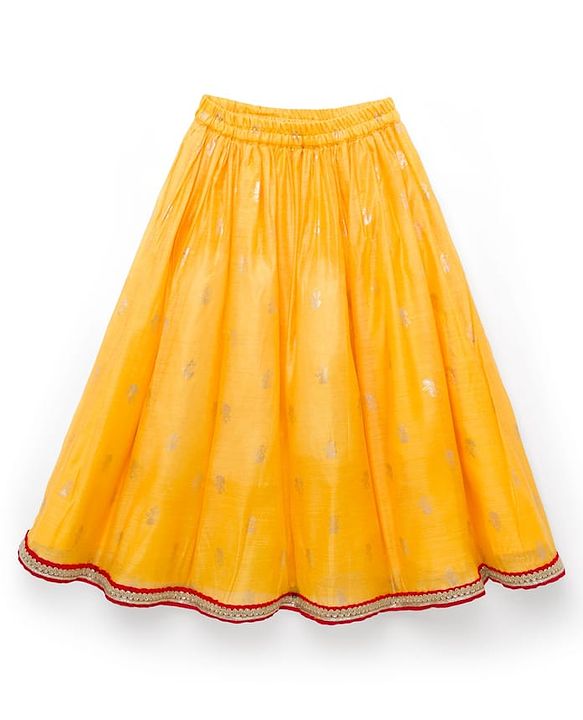 Babyhug Brocade Woven Sleeveless Bandhani Printed Long Brocade Choli & Chanderi Lahenga Set with Dupatta - Red & Yellow
