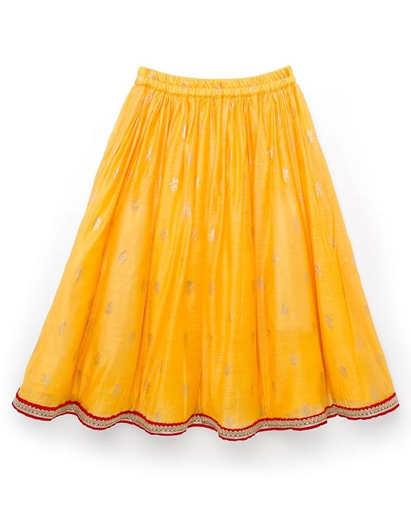 Babyhug Brocade Woven Sleeveless Bandhani Printed Long Brocade Choli & Chanderi Lahenga Set with Dupatta - Red & Yellow