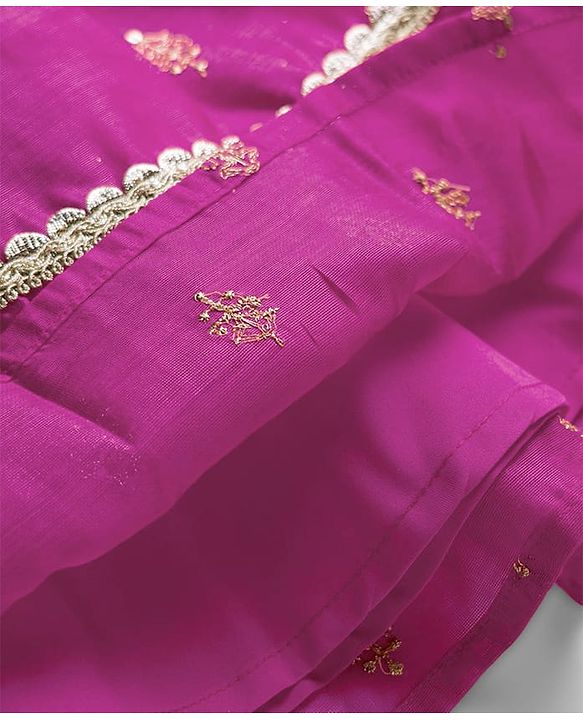 Babyhug Woven Frill Sleeves Ethnic Dress With Floral Embroidery & Sequin Detailing - Fuchsia