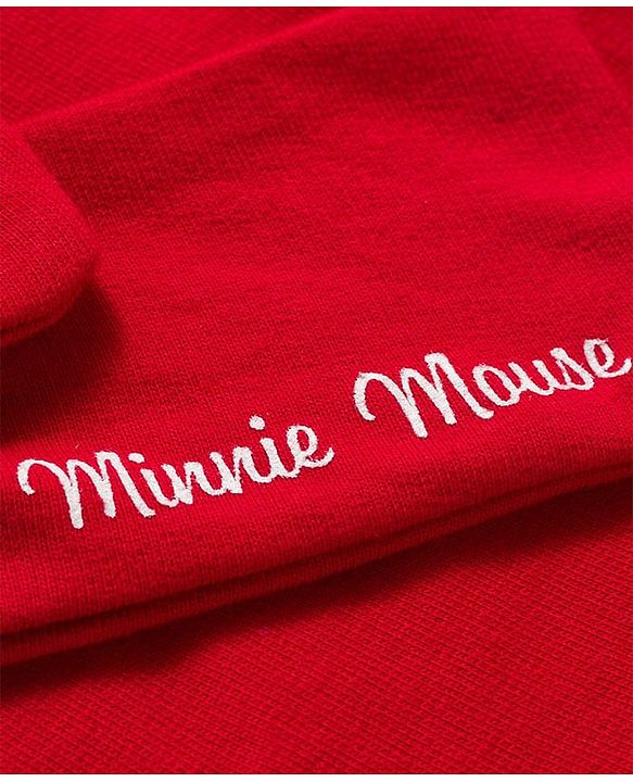 Babyhug Disney Terry Knit Drop Shoulder Full Sleeves Sweatshirt & Leggings Set with Minnie Mouse Graphic & Bow Applique - Red & White