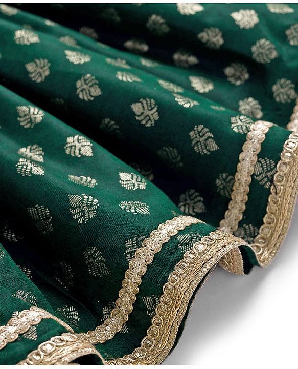 Babyhug Woven Three Fourth Sleeves Kurti Salwar Set With Foil Floral Print & Dupatta - Green