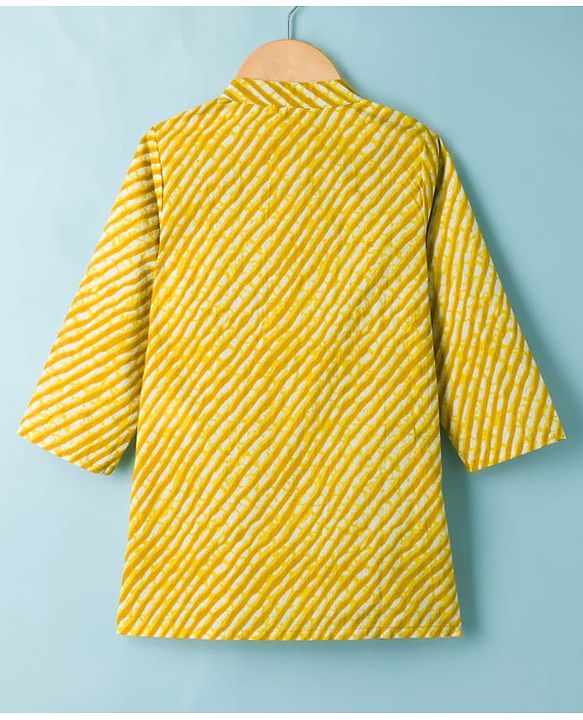 Babyhug Cambric Woven Full Sleeves Striped Kurta Dhoti Set - Yellow