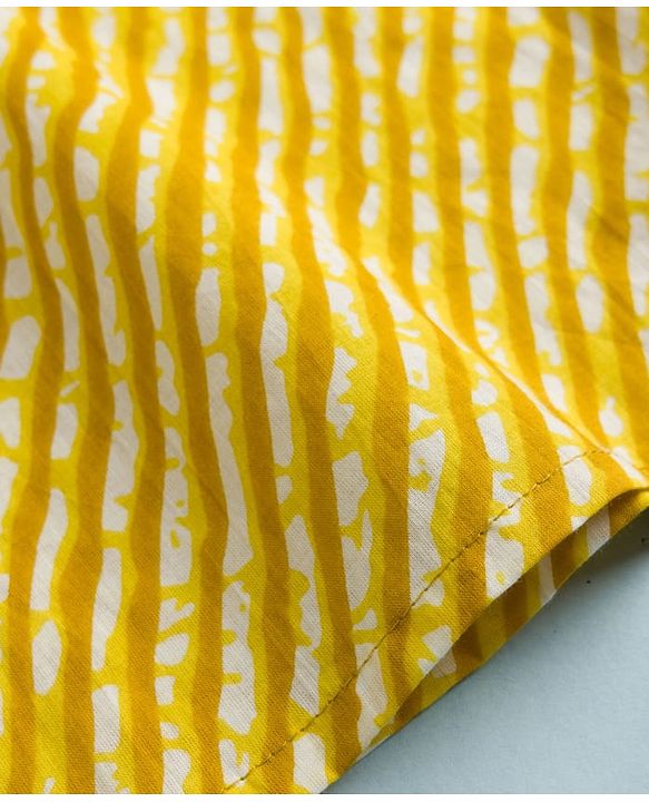 Babyhug Cambric Woven Full Sleeves Striped Kurta Dhoti Set - Yellow