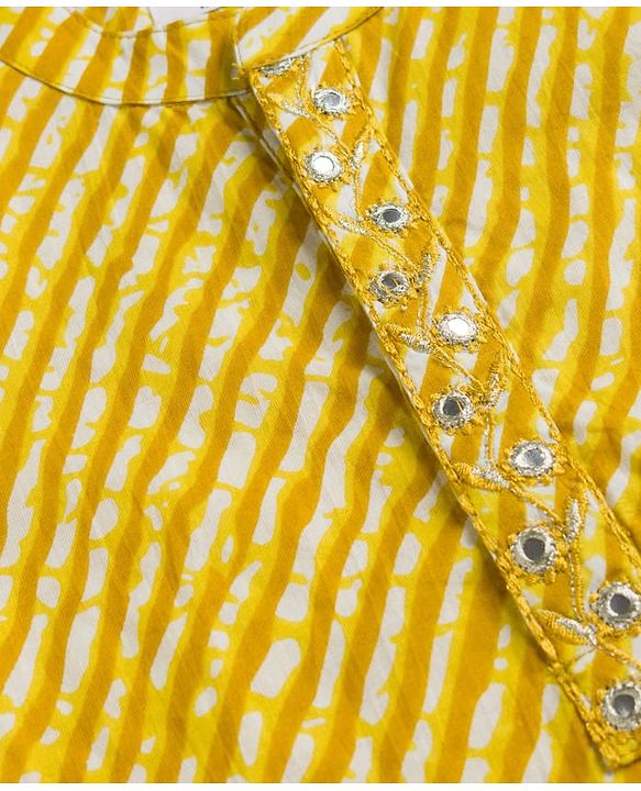 Babyhug Cambric Woven Full Sleeves Striped Kurta Dhoti Set - Yellow