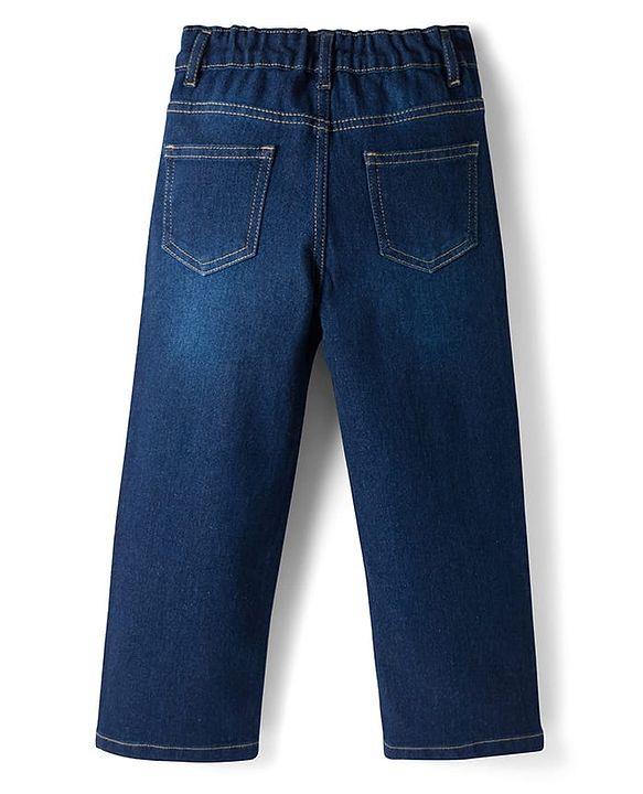 Pine Kids Woven Full Length Washed Denim Jeans - Navy Blue