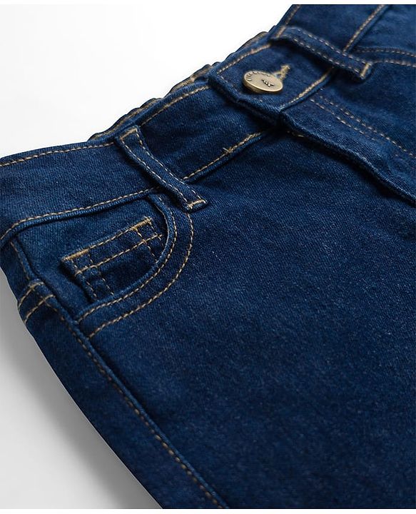 Pine Kids Woven Full Length Washed Denim Jeans - Navy Blue