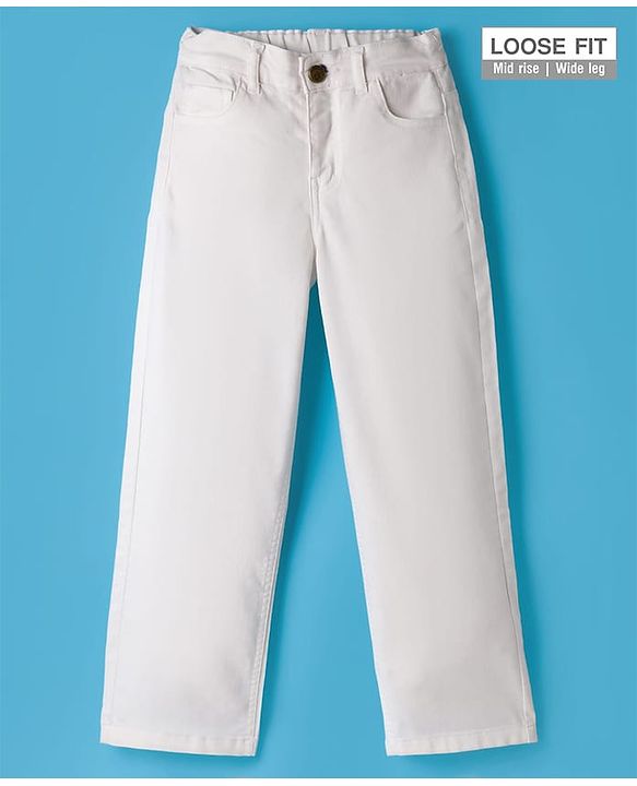 Pine Kids Denim Woven Full Length Washed Jeans - White
