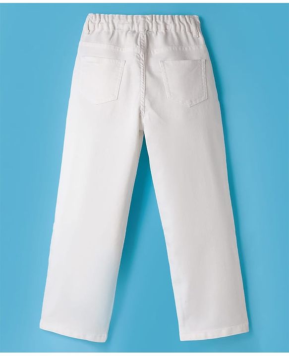 Pine Kids Denim Woven Full Length Washed Jeans - White