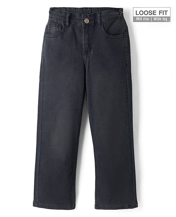 Pine Kids Full Length Solid Color Denim Jeans - Black