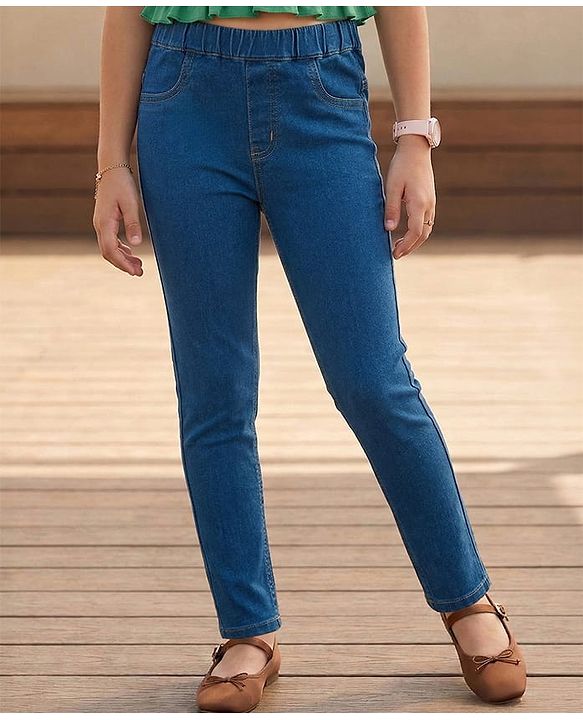 Pine Kids Denim Woven Full Length Washed Jeggings - Blue