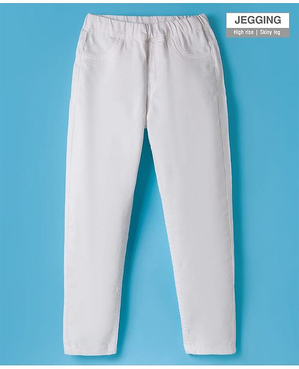 Pine Kids Denim Woven Full Length Washed Jeggings - White