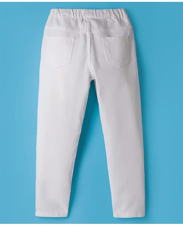 Pine Kids Denim Woven Full Length Washed Jeggings - White