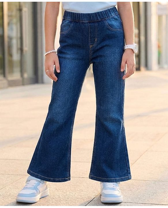 Pine Kids Denim Woven Full Length Washed Bootcut Jeggings - Blue