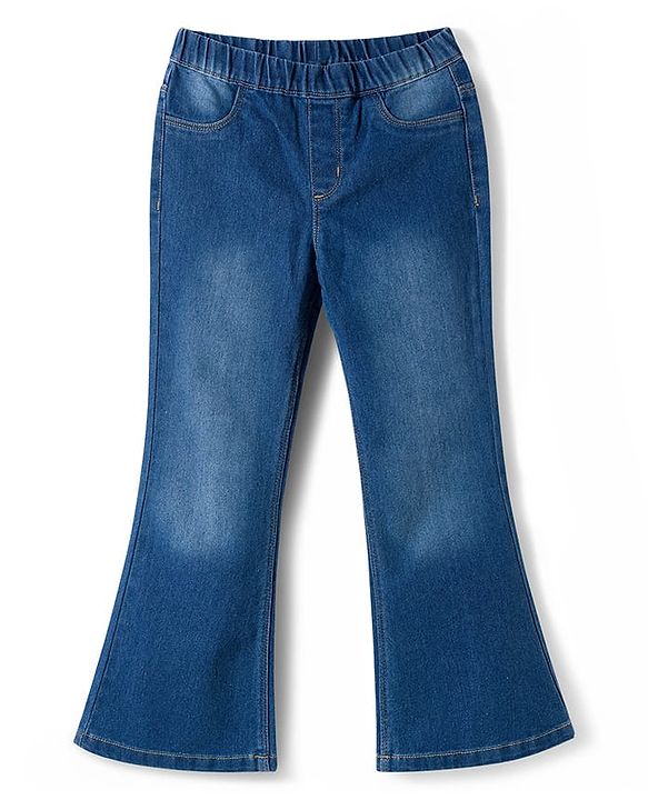 Pine Kids Denim Woven Ankle Length Boot cut Washed Jeggings - Blue