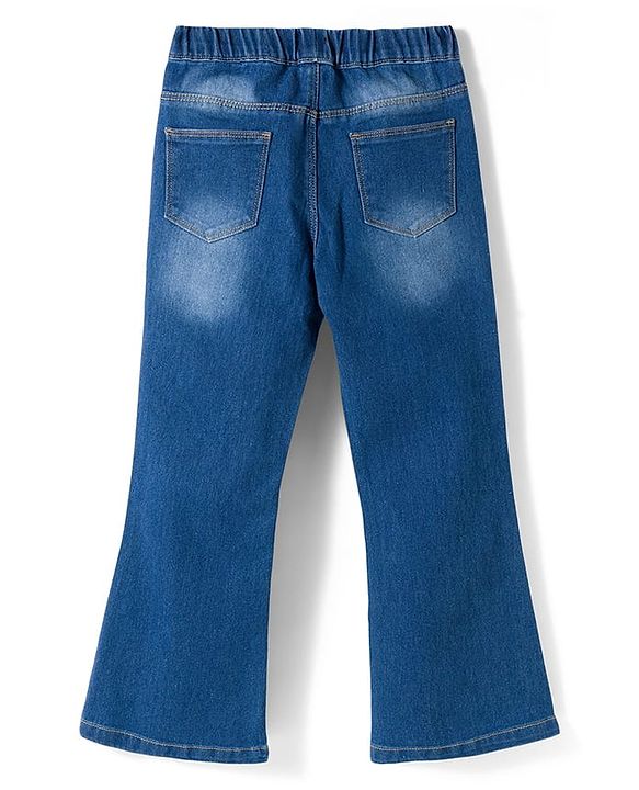 Pine Kids Denim Woven Ankle Length Boot cut Washed Jeggings - Blue