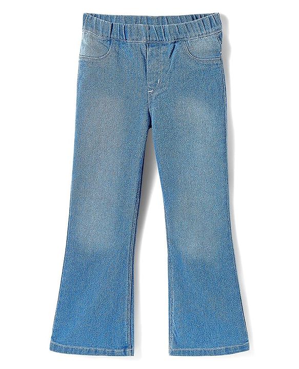 Pine Kids Denim Woven Ankle Length Washed Jeggings - Blue