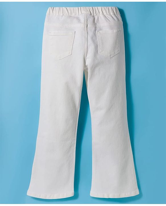 Pine Kids Denim Woven Ankle Length Boot Cut Washed Jeggings - White