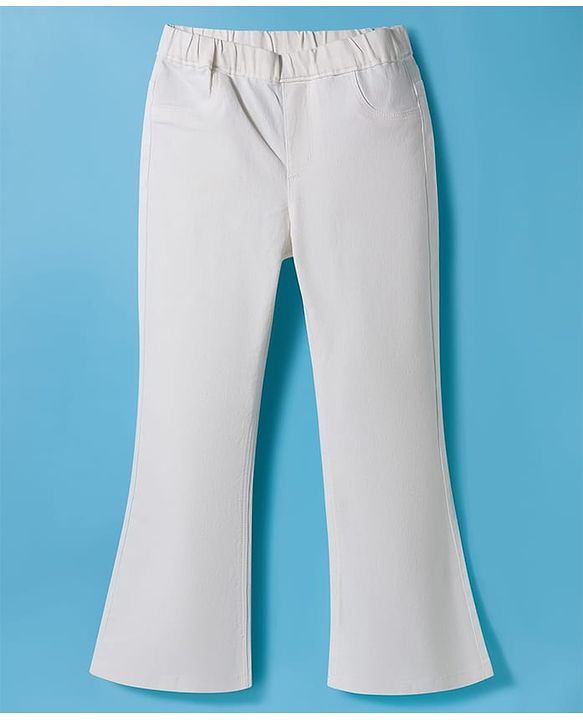 Pine Kids Denim Woven Ankle Length Boot Cut Washed Jeggings - White