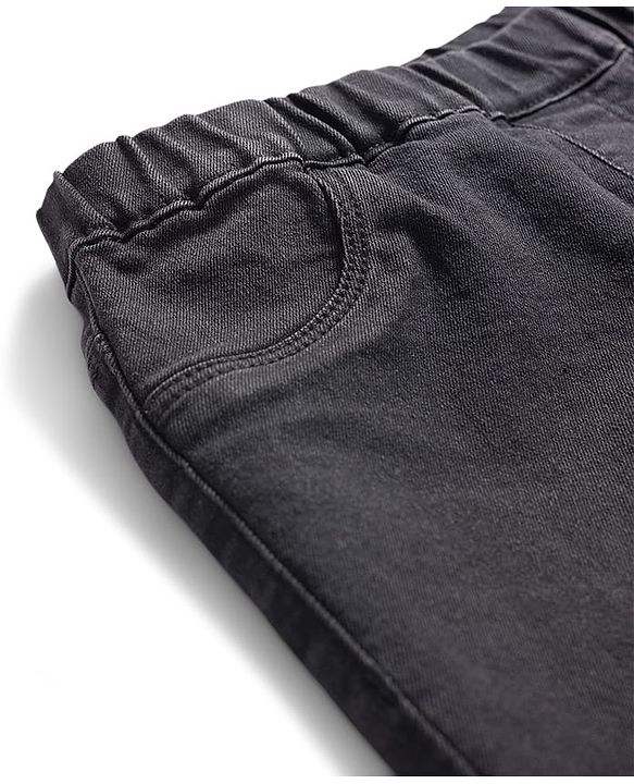 Pine Kids Denim Woven Ankle Length Solid Colour Washed Jeggings - Black