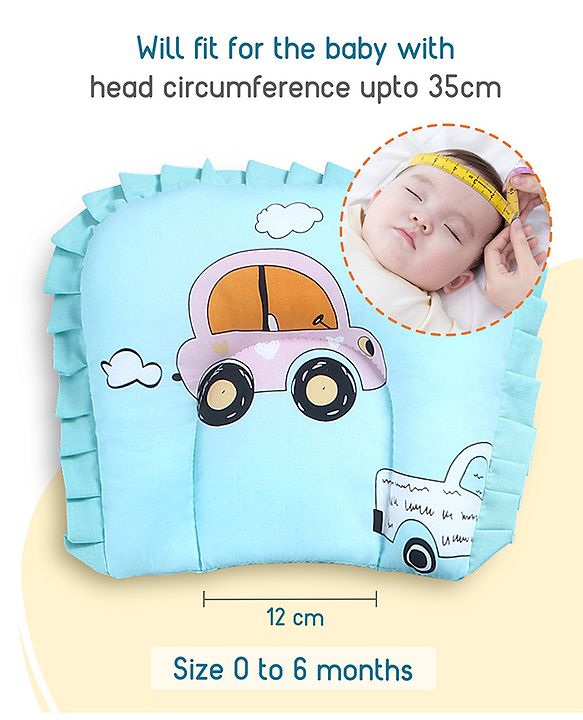 Babyhug 100% Cotton Gadda Bedding Set Cute Car Print - Sea Green| Soft & Breathable Cotton Shell| Mattress with Pillow & 2 Bolsters| Gentle Cushioned Support| Gifting Option for 0to12 Months