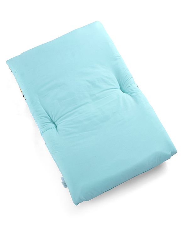 Babyhug 100% Cotton Gadda Bedding Set Cute Car Print - Sea Green| Soft & Breathable Cotton Shell| Mattress with Pillow & 2 Bolsters| Gentle Cushioned Support| Gifting Option for 0to12 Months