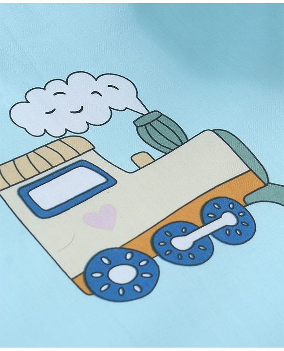 Babyhug 100% Cotton Gadda Bedding Set Cute Car Print - Sea Green| Soft & Breathable Cotton Shell| Mattress with Pillow & 2 Bolsters| Gentle Cushioned Support| Gifting Option for 0to12 Months