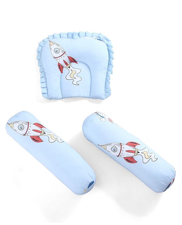 Babyhug 100% Cotton Gadda Bedding Set Cute Car Print - Sea Green| Soft & Breathable Cotton Shell| Mattress with Pillow & 2 Bolsters| Gentle Cushioned Support| Gifting Option for 0to12 Months