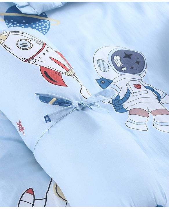 Babyhug 100% Cotton Gadda Bedding Set Cute Car Print - Sea Green| Soft & Breathable Cotton Shell| Mattress with Pillow & 2 Bolsters| Gentle Cushioned Support| Gifting Option for 0to12 Months