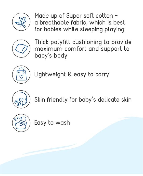 Babyhug 100% Cotton Gadda Bedding Set Cute Car Print - Sea Green| Soft & Breathable Cotton Shell| Mattress with Pillow & 2 Bolsters| Gentle Cushioned Support| Gifting Option for 0to12 Months