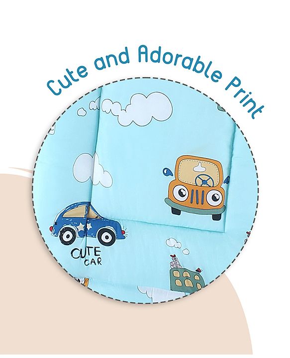 Babyhug 100% Cotton Baby Sleeping Bag with Hood Little Sailor Print - Blue| Use as Carry Nest, Mattress or Sleeping Bag| Newborn to Toddler Boys & Girls| New Born Gifting| Warm and Cozy