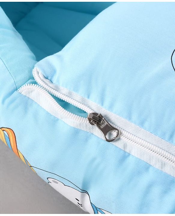 Babyhug 100% Cotton Baby Sleeping Bag with Hood Little Sailor Print - Blue| Use as Carry Nest, Mattress or Sleeping Bag| Newborn to Toddler Boys & Girls| New Born Gifting| Warm and Cozy