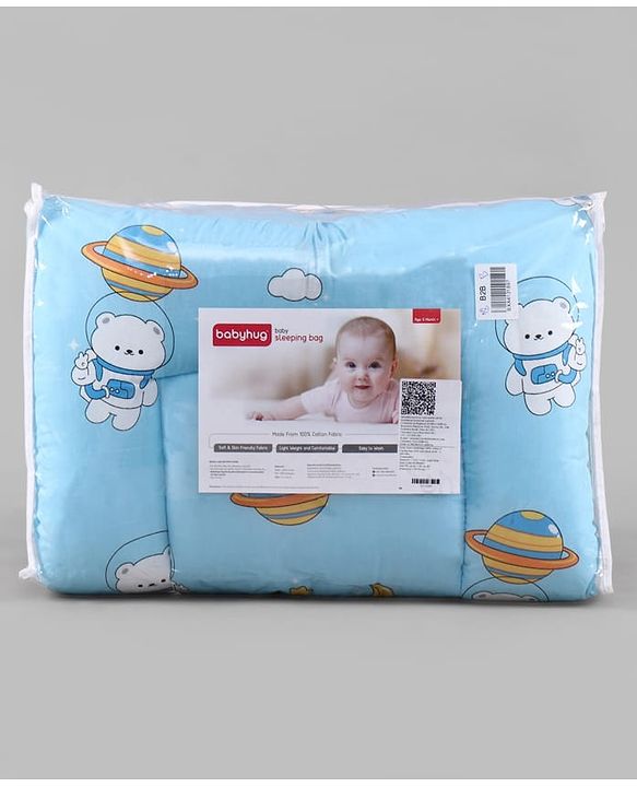 Babyhug 100% Cotton Baby Sleeping Bag with Hood Little Sailor Print - Blue| Use as Carry Nest, Mattress or Sleeping Bag| Newborn to Toddler Boys & Girls| New Born Gifting| Warm and Cozy
