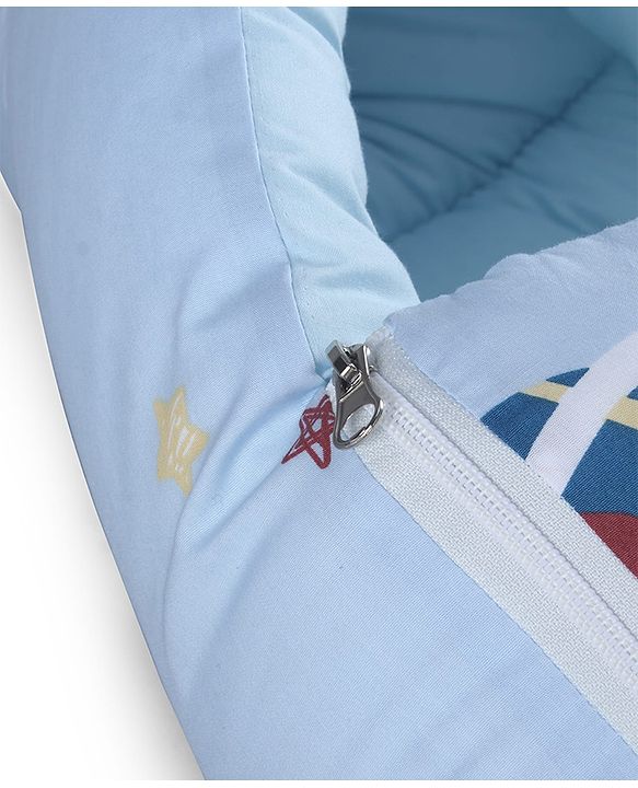 Babyhug 100% Cotton Baby Sleeping Bag with Hood Little Sailor Print - Blue| Use as Carry Nest, Mattress or Sleeping Bag| Newborn to Toddler Boys & Girls| New Born Gifting| Warm and Cozy