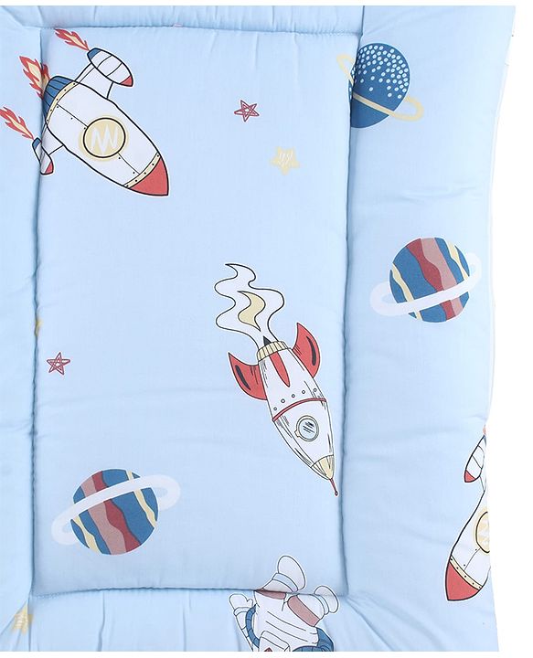 Babyhug 100% Cotton Baby Sleeping Bag with Hood Little Sailor Print - Blue| Use as Carry Nest, Mattress or Sleeping Bag| Newborn to Toddler Boys & Girls| New Born Gifting| Warm and Cozy