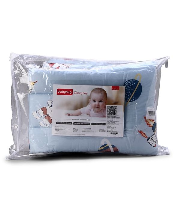 Babyhug 100% Cotton Baby Sleeping Bag with Hood Little Sailor Print - Blue| Use as Carry Nest, Mattress or Sleeping Bag| Newborn to Toddler Boys & Girls| New Born Gifting| Warm and Cozy