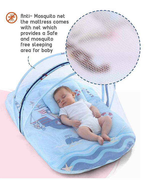 Babyhug Super Saver Bedding Combo Set of 3 Sailor Friends Print - Blue| 100% Cotton| Pillows & Bolsters Included| Lightweight & Travel Friendly| Breathable Fabric| Gifting  Option for 0to6 Months