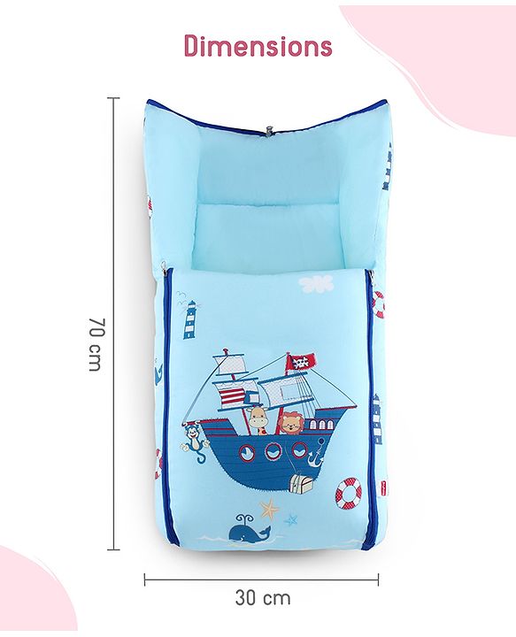Babyhug Super Saver Bedding Combo Set of 3 Sailor Friends Print - Blue| 100% Cotton| Pillows & Bolsters Included| Lightweight & Travel Friendly| Breathable Fabric| Gifting  Option for 0to6 Months