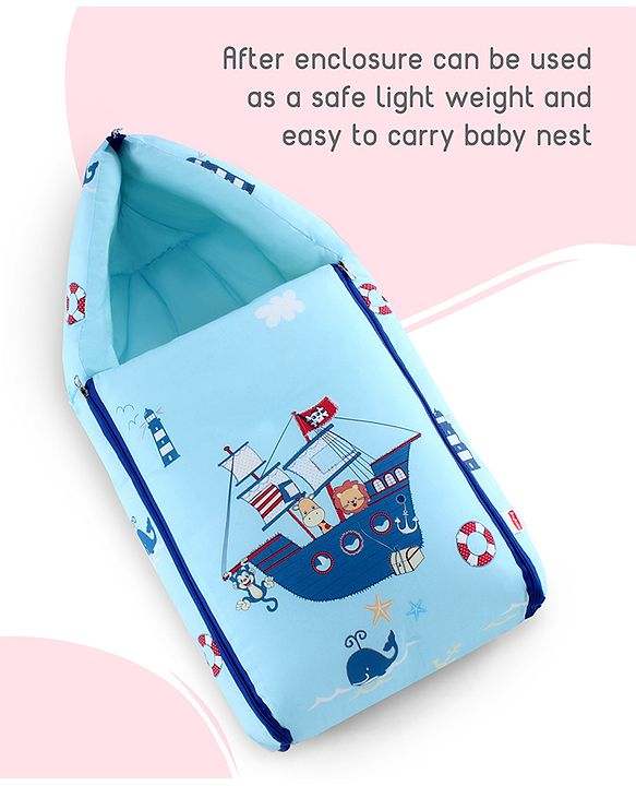 Babyhug Super Saver Bedding Combo Set of 3 Sailor Friends Print - Blue| 100% Cotton| Pillows & Bolsters Included| Lightweight & Travel Friendly| Breathable Fabric| Gifting  Option for 0to6 Months
