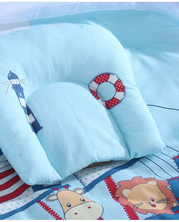 Babyhug Super Saver Bedding Combo Set of 3 Sailor Friends Print - Blue| 100% Cotton| Pillows & Bolsters Included| Lightweight & Travel Friendly| Breathable Fabric| Gifting  Option for 0to6 Months