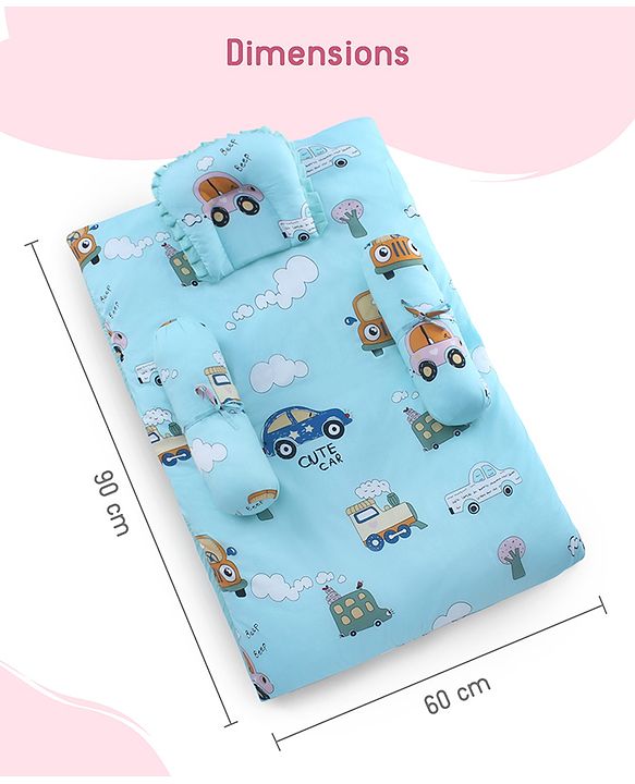 Babyhug Super Saver Bedding Combo Set of 3 Sailor Friends Print - Blue| 100% Cotton| Pillows & Bolsters Included| Lightweight & Travel Friendly| Breathable Fabric| Gifting  Option for 0to6 Months
