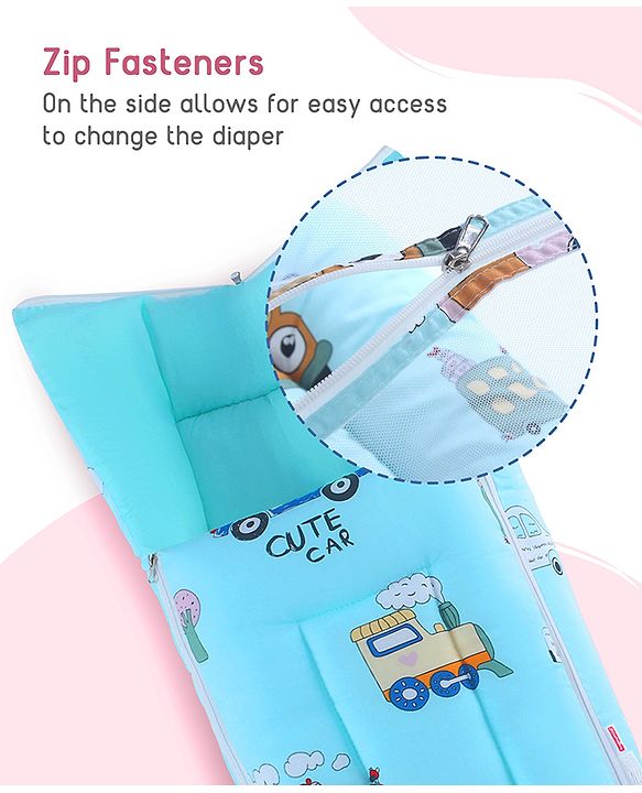 Babyhug Super Saver Bedding Combo Set of 3 Sailor Friends Print - Blue| 100% Cotton| Pillows & Bolsters Included| Lightweight & Travel Friendly| Breathable Fabric| Gifting  Option for 0to6 Months