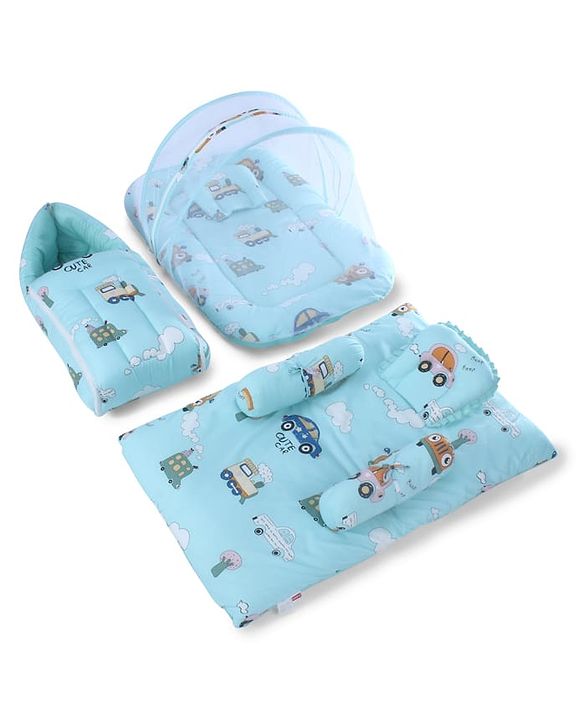 Babyhug Super Saver Bedding Combo Set of 3 Sailor Friends Print - Blue| 100% Cotton| Pillows & Bolsters Included| Lightweight & Travel Friendly| Breathable Fabric| Gifting  Option for 0to6 Months