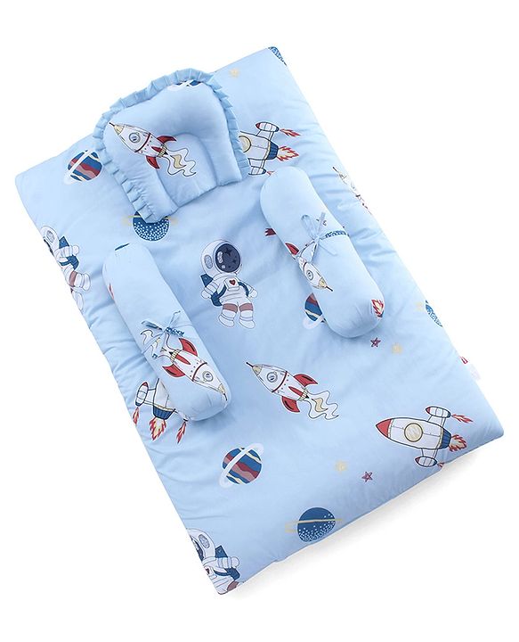 Babyhug Super Saver Bedding Combo Set of 3 Sailor Friends Print - Blue| 100% Cotton| Pillows & Bolsters Included| Lightweight & Travel Friendly| Breathable Fabric| Gifting  Option for 0to6 Months